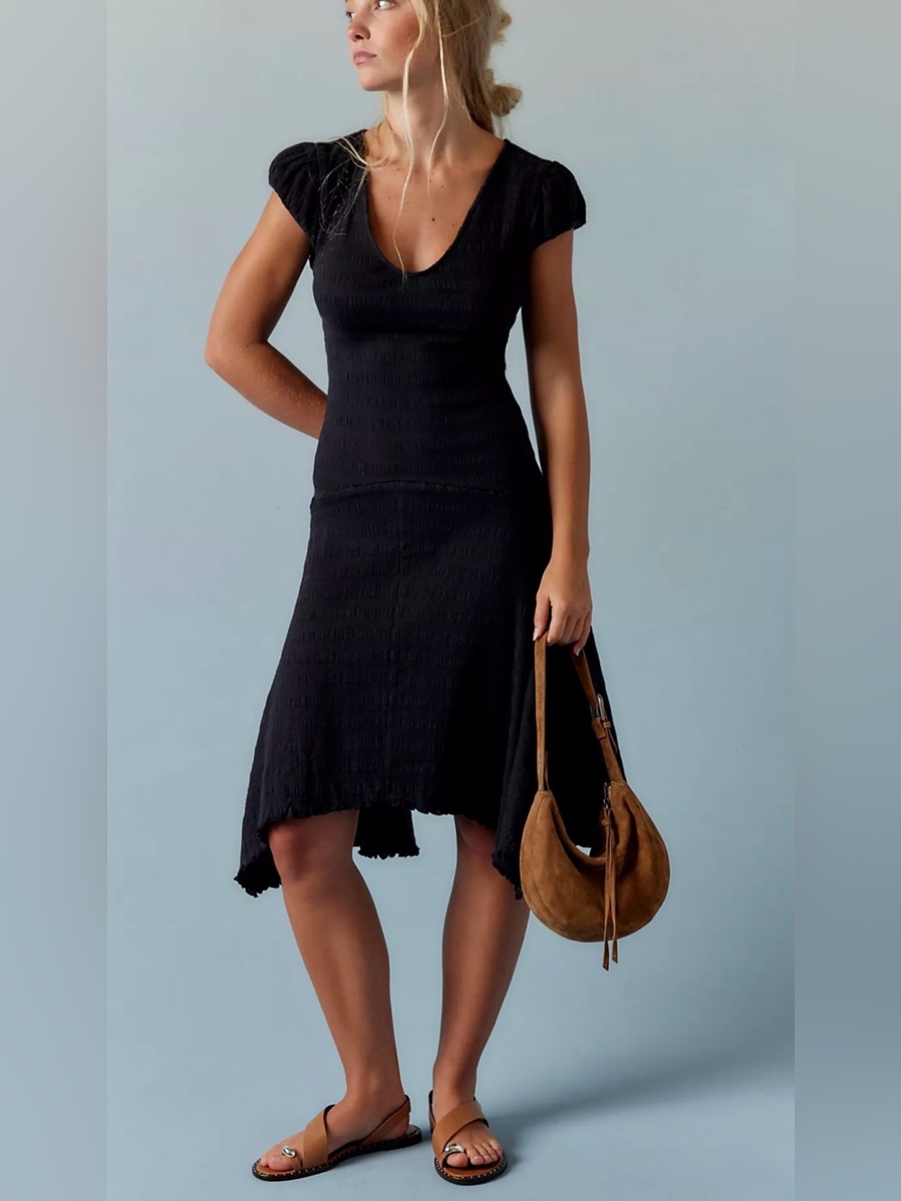 NWT Free People Free-est Evangeline Midi Dress in Black Size XL